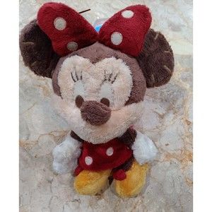 Disney Minnie Mouse Plush Very Soft Toy Collectable Red Brown 8”